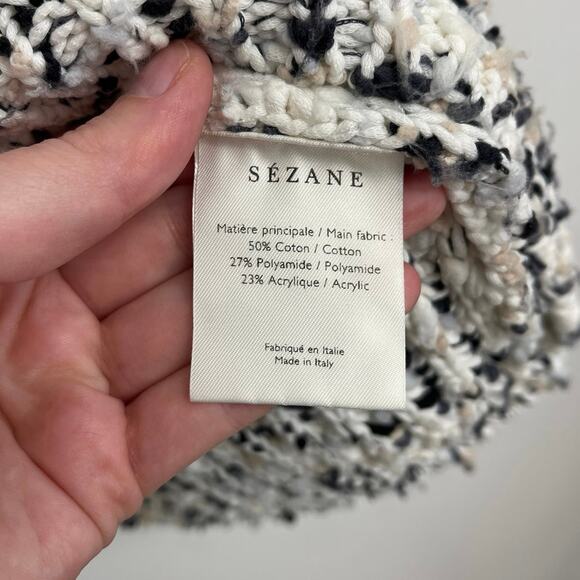 Sezane Clement Jumper Sweater Chunky Textured Knit Balloon Sleeves Stripe - Med - Picture 10 of 12